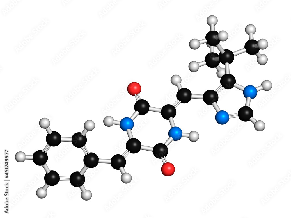 Plinabulin cancer drug molecule, illustration Plinabulin cancer drug molecule, illustration