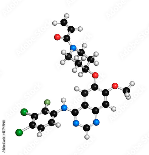 Poziotinib cancer drug molecule, illustration photo