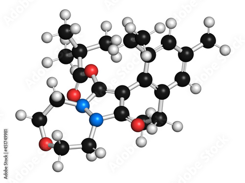 Pinoxaden herbicide molecule, illustration photo