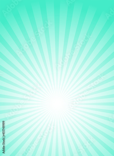 Sunlight vertical background. Bright turquoise color burst background. Vector illustration.
