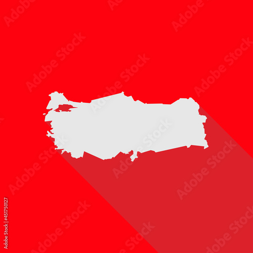 Map of Turkey on red Background with long shadow
