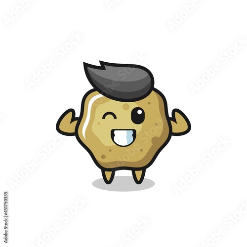 the muscular loose stools character is posing showing his muscles