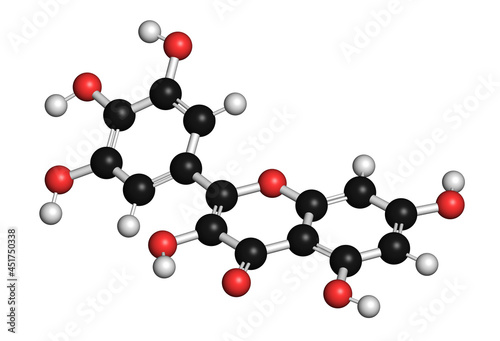 Myricetin flavonoid molecule, illustration photo