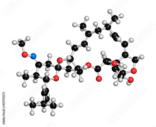 Moxidectin anthelmintic drug molecule, illustration photo