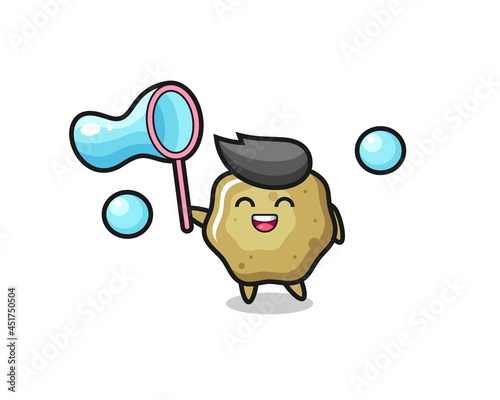 happy loose stools cartoon playing soap bubble