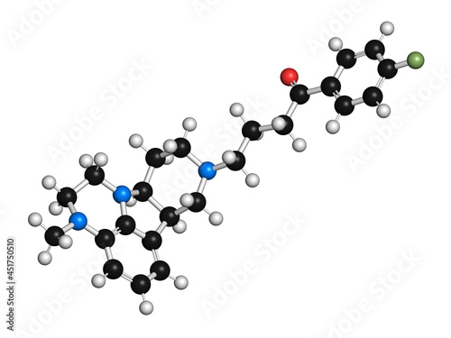 Lumateperone antipsychotic drug molecule, illustration photo
