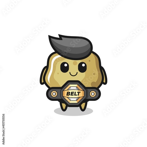 the MMA fighter loose stools mascot with a belt
