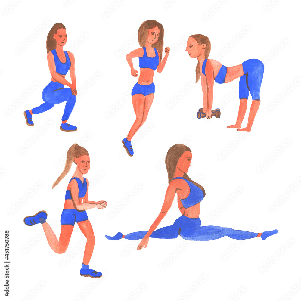 woman is engaged in sports, white background woman is engaged in sports, white background