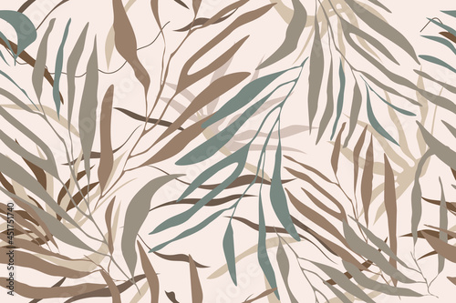 Fototapeta Naklejka Na Ścianę i Meble -  Leaves, grass, stripes. Safari. Camouflage. Modern seamless pattern. Natural ornament. Creative background