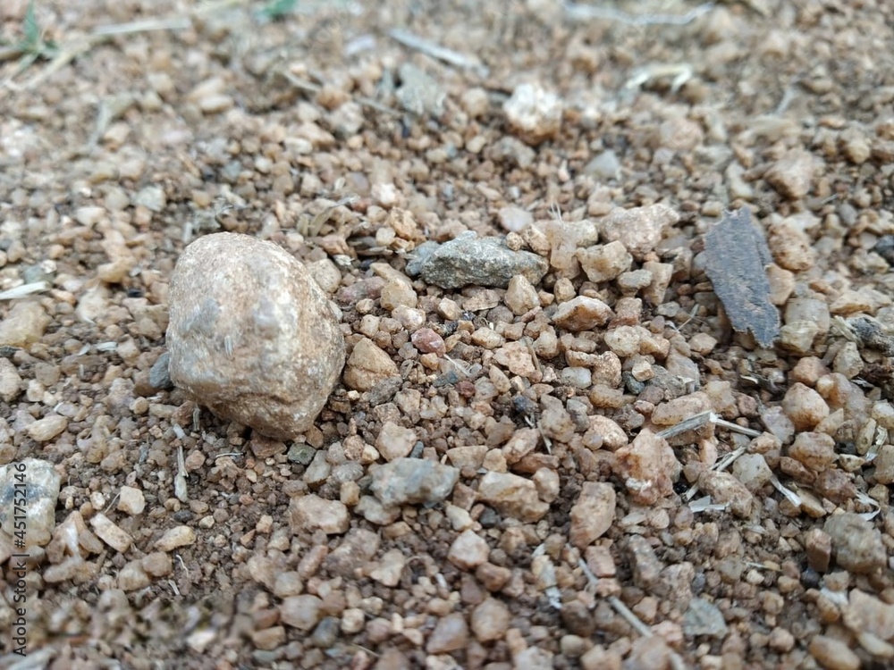 big rock and small stones and soil