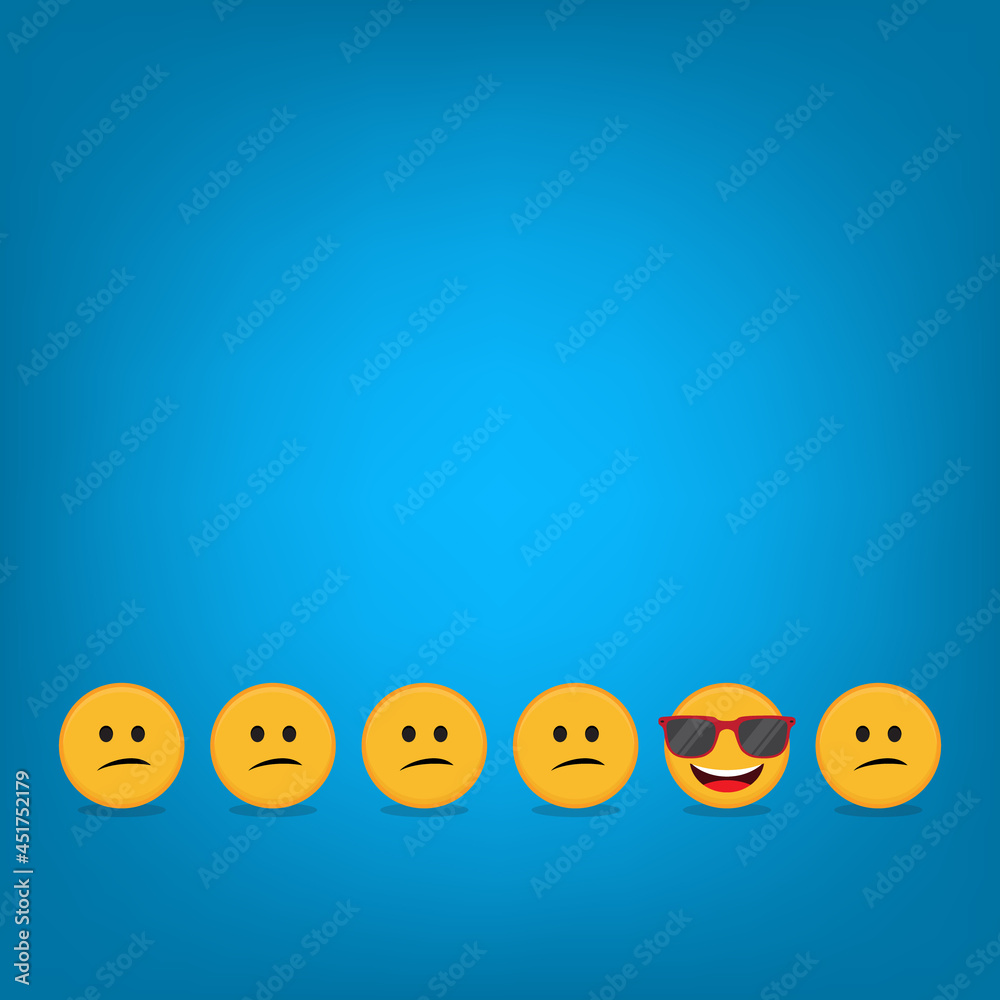 Be different - Being different, standing out from the crowd -The smiling emoji also represents the concept of positivity, individuality , confidence, uniqueness, innovation, creativity. Be different - Being different, standing out from the crowd -The smiling emoji also represents the concept of positivity, individuality , confidence, uniqueness, innovation, creativity.