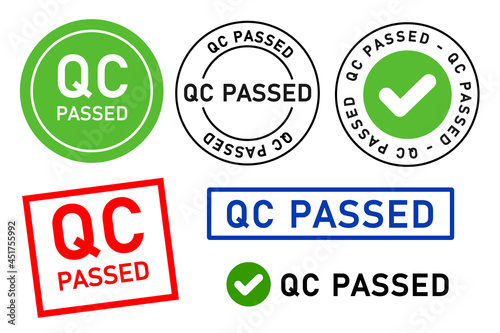 qc passed pass quality control label tag seal control sticker template design