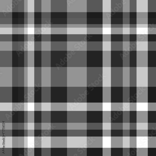 Seamless pattern. Checkered monochrome cloth texture. Print for shirts and textiles. Black and white illustration