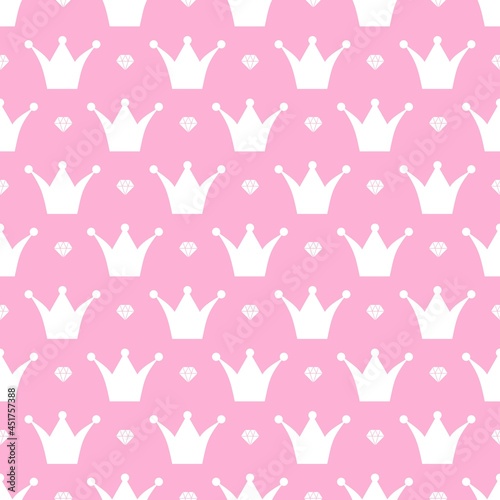 Wallpaper Mural Pink and white crowns pattern background. Seamless pattern background. Vector background.	 Torontodigital.ca