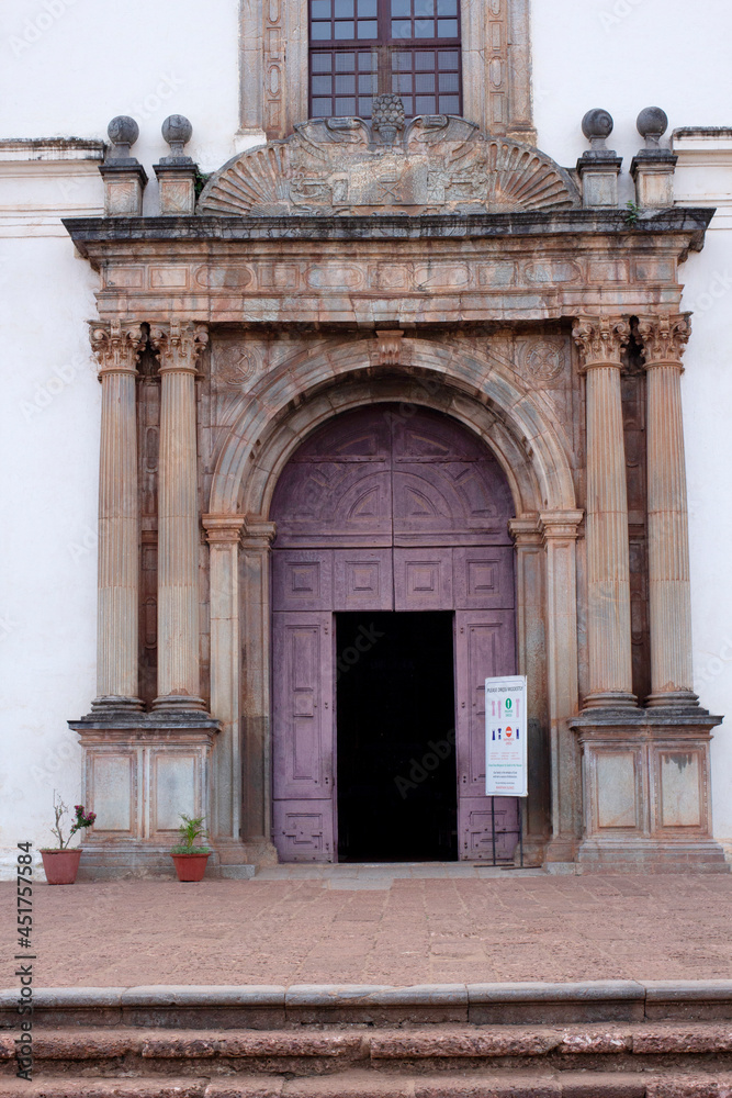 Entrance to St. Francis Assisi church associated with Archaeological Survey of India, Goa