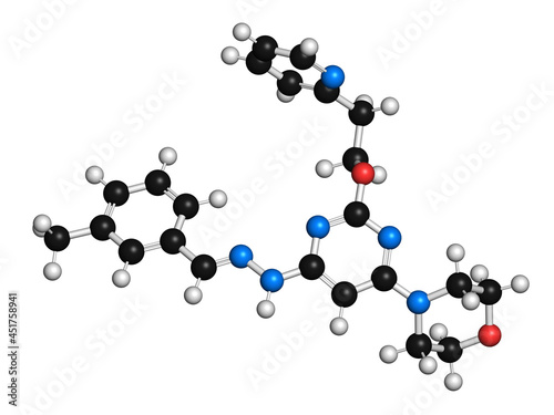 Apilimod drug molecule, illustration photo