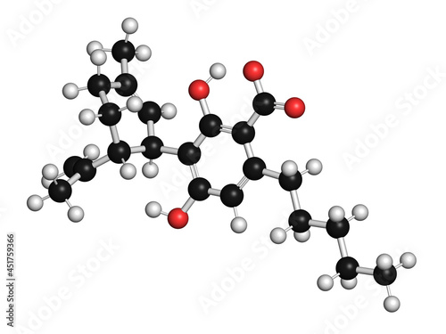 CBDA cannabinoid molecule, illustration photo