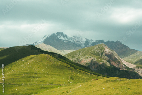  A beautiful landscape photography with Caucasus Mountains in Georgia 