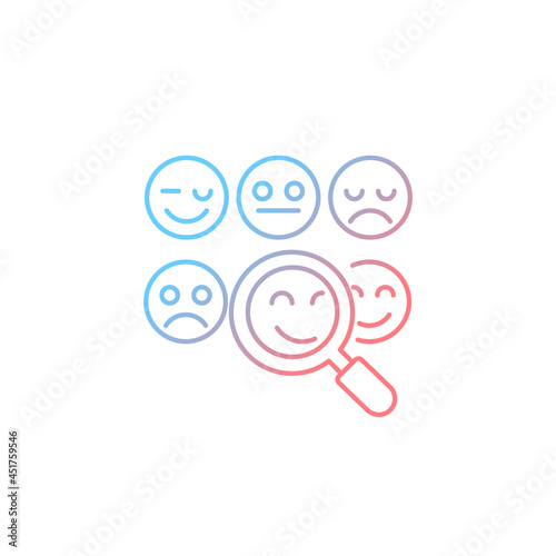 Reading emotions gradient linear vector icon. Face-to-face communication. Non-verbal cues. Emotional display. Thin line color symbol. Modern style pictogram. Vector isolated outline drawing