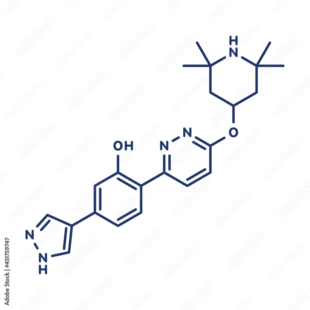 Branaplam SMA drug molecule, illustration Branaplam SMA drug molecule, illustration
