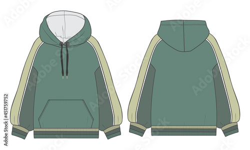 Hoodie. Fashion flat sketch Mock up vector Illustration template. apparel dress design vector illustration mock up.