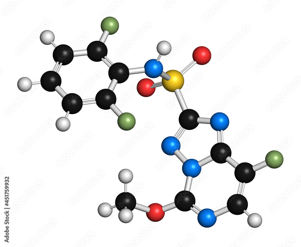 Florasulam herbicide molecule, illustration Florasulam herbicide molecule, illustration