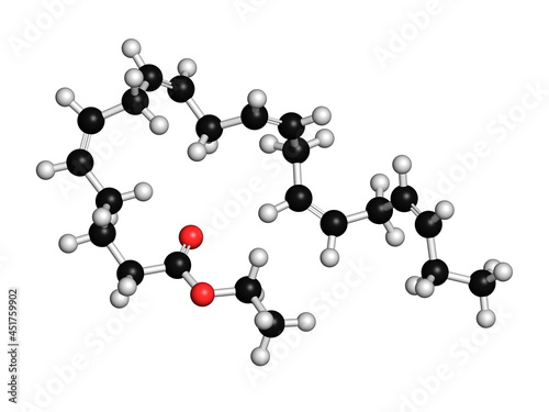 Icosapent ethyl drug molecule, illustration photo