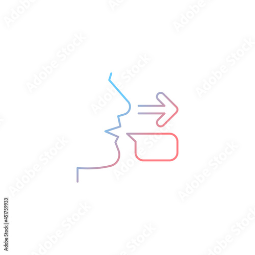 Message sender gradient linear vector icon. Communication process initiator. Transferring message to receiver. Thin line color symbol. Modern style pictogram. Vector isolated outline drawing