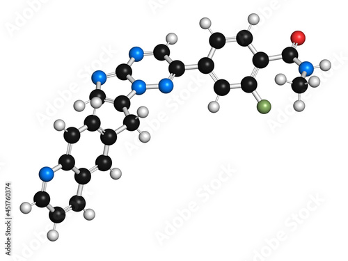 Capmatinib cancer drug molecule, illustration photo