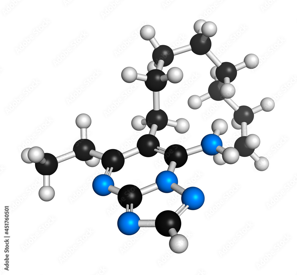 Ametoctradin fungicide molecule, illustration Ametoctradin fungicide molecule, illustration