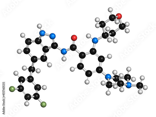 Entrectinib cancer drug molecule, illustration photo