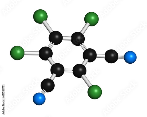Chlorothalonil pesticide molecule, illustration photo