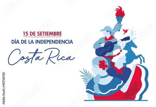 Costa Rica Independence Day, 15 de setiembre, Fiestas patrias, fiestas típicas, civic, cultural events, traditions, traditional dress, traje típico, chonete, folkloric - VECTORS, EPS