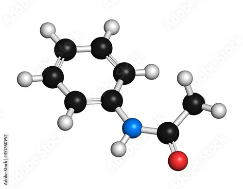 Acetanilide analgesic drug molecule, illustration photo