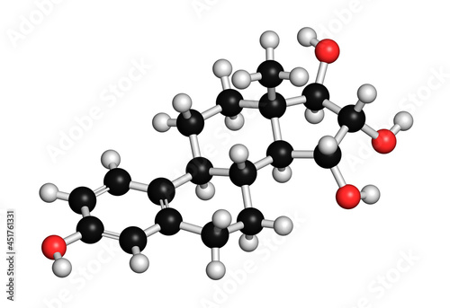 Estetrol natural oestrogen hormone molecule, illustration photo