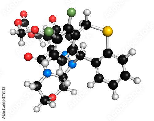 Baloxavir marboxil influenza drug molecule, illustration photo