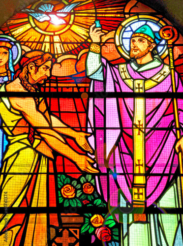 stained glass window of Vermand church in Picardie