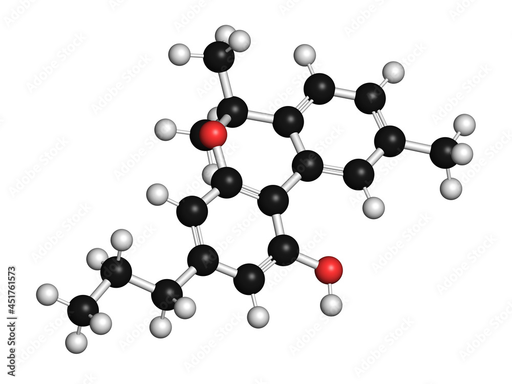 Cannabivarol cannabinoid molecule, illustration Cannabivarol cannabinoid molecule, illustration