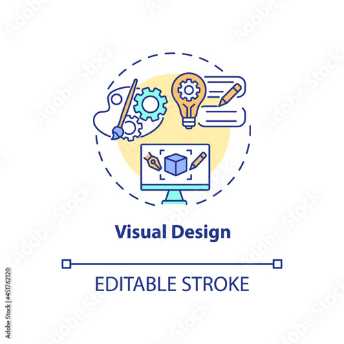 Visual design concept icon. UX design abstract idea thin line illustration. Visually appealing product. Improving product aesthetic appearance. Vector isolated outline color drawing. Editable stroke