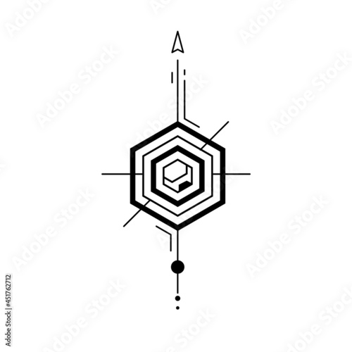 Vector illustration of abstract black and white space symbol with rhombus shape
