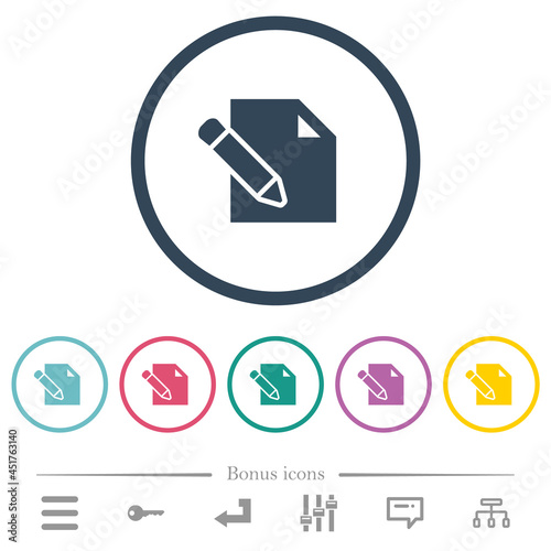 Edit with pencil solid flat color icons in round outlines