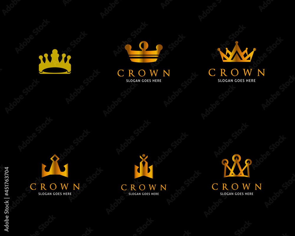 Set of Crown Logo Template Vector Icon Illustration Design