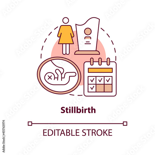 Stillbirth concept icon. Loss of baby during labor abstract idea thin line illustration. Statutory maternity leave in case of miscarriage. Vector isolated outline color drawing. Editable stroke