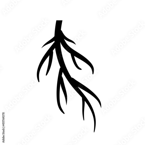 Root. Underground part of plant. Black icon.