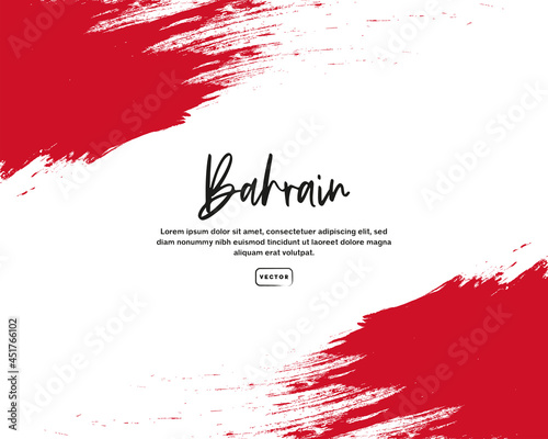 Flag of Bahrain with brush stroke effect and text