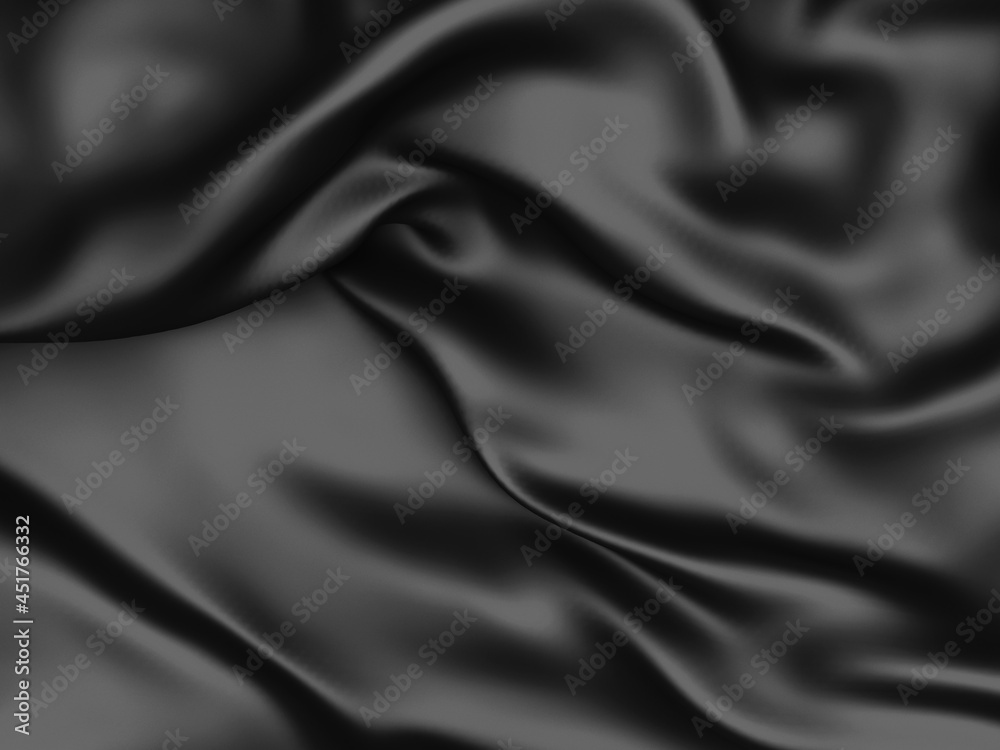 Fototapeta premium Abstract background luxury cloth waves. dark wavy soft wrinkled fabric