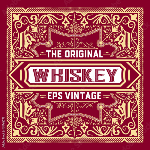 Whiskey label with old frames