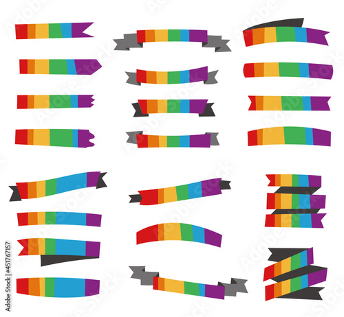 LGBT Pride Rainbow Vector Set of Ribbons	