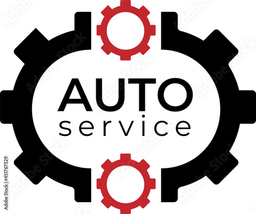 Car logo with description auto service.  It can be used by a company, auto repair shop, expert mechanic, auto repair shop, auto accessories and more. Vector logo.