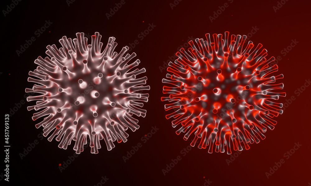 Obraz premium 3D Microscopic Covid-19. Virus mutation.